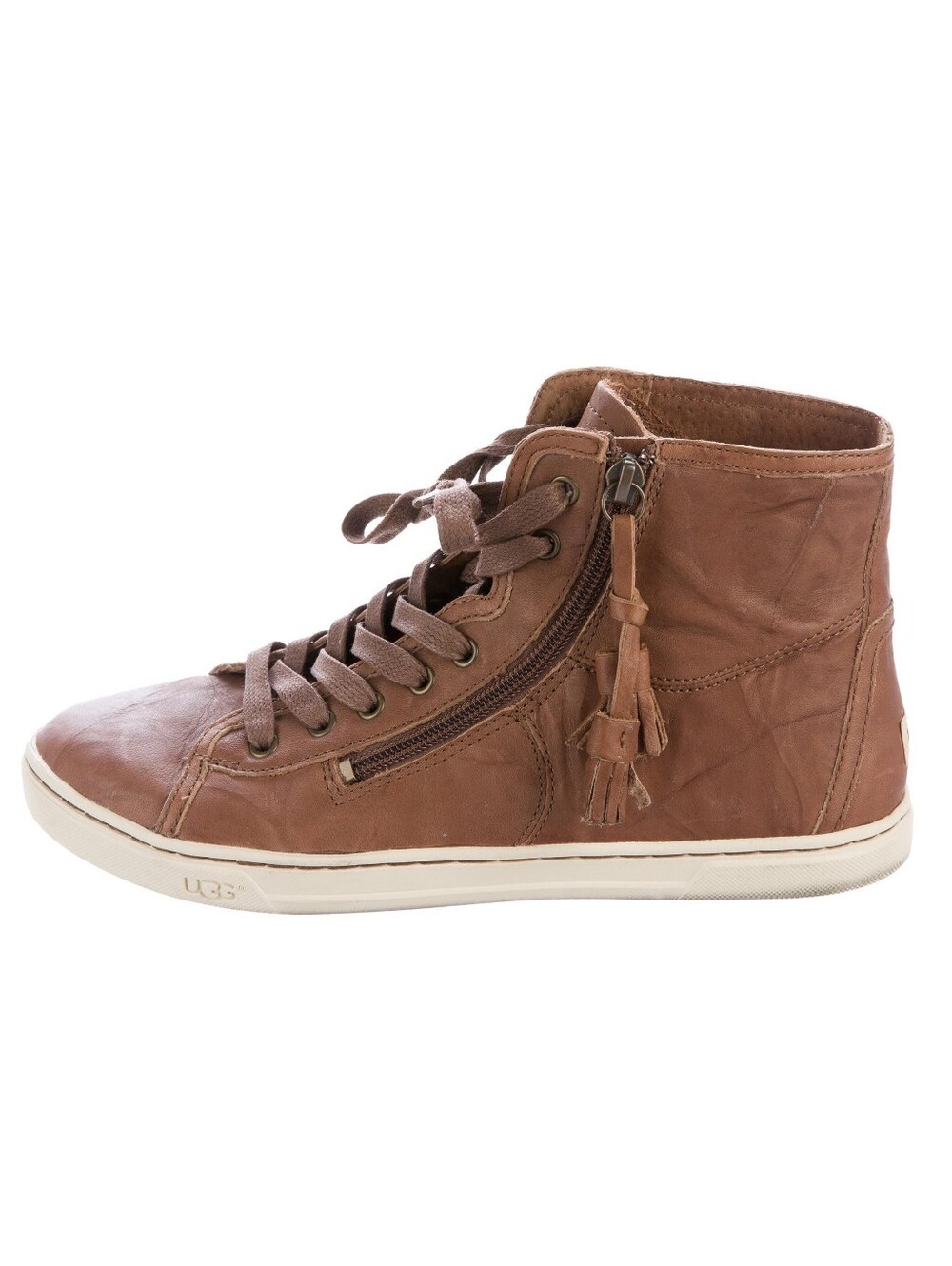 UGG Australia Leather High-Top Sneaker with Tassel Zipper